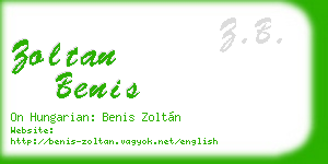 zoltan benis business card